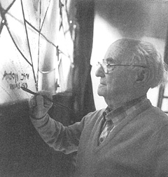 Mordecai Ardon at his easel